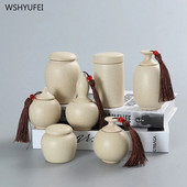 Keraminės mažos arbatos skardinės, nešiojami maži arbatos indeliai su mažais porcelianiniais buteliukais mini sandariai uždarytos saugojimo pakuotės tuščios dėžės