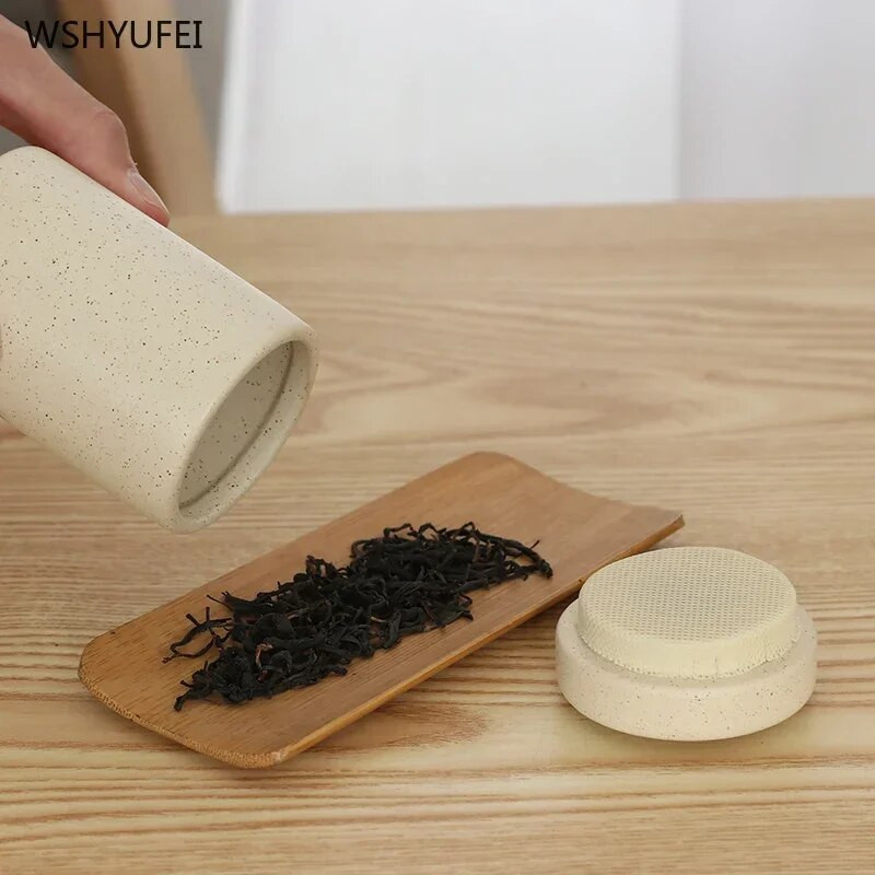 Keraminės mažos arbatos skardinės, nešiojami maži arbatos indeliai su mažais porcelianiniais buteliukais mini sandariai uždarytos saugojimo pakuotės tuščios dėžės