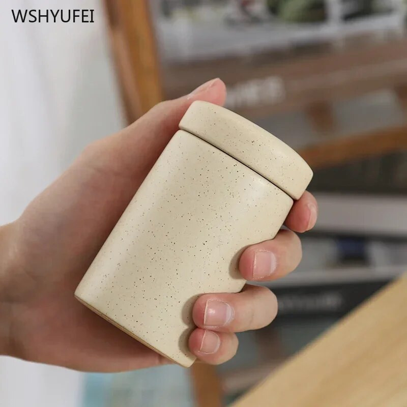 Keraminės mažos arbatos skardinės, nešiojami maži arbatos indeliai su mažais porcelianiniais buteliukais mini sandariai uždarytos saugojimo pakuotės tuščios dėžės