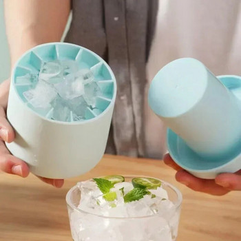 Чаша за лед Силиконова форма Преносим цилиндър Форма за правене на кубчета лед Бързо замразяване на тави за кубчета лед Машина за сладолед Инструменти за напитки