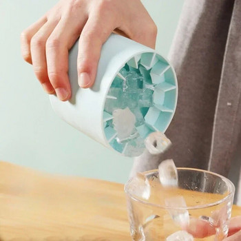 Чаша за лед Силиконова форма Преносим цилиндър Форма за правене на кубчета лед Бързо замразяване на тави за кубчета лед Машина за сладолед Инструменти за напитки