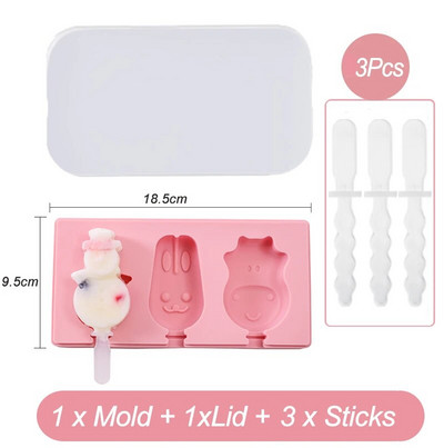 Silikoninė ledų forma su dangteliu ir lazdelėmis „pasidaryk pats“ popsicle pelėsių dirbiniai, vaisiai, gyvūnai, forma High Huality konditerijos formos virtuvės įrankis