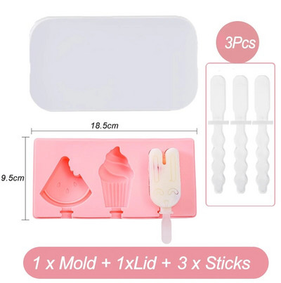 Silikoninė ledų forma su dangteliu ir lazdelėmis „pasidaryk pats“ popsicle pelėsių dirbiniai, vaisiai, gyvūnai, forma High Huality konditerijos formos virtuvės įrankis