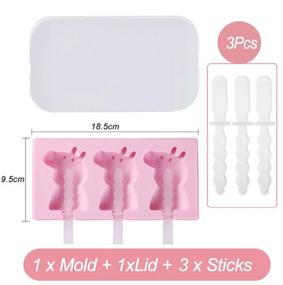 Silikoninė ledų forma su dangteliu ir lazdelėmis „pasidaryk pats“ popsicle pelėsių dirbiniai, vaisiai, gyvūnai, forma High Huality konditerijos formos virtuvės įrankis