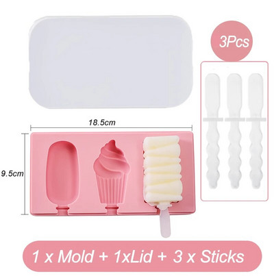 Silikoninė ledų forma su dangteliu ir lazdelėmis „pasidaryk pats“ popsicle pelėsių dirbiniai, vaisiai, gyvūnai, forma High Huality konditerijos formos virtuvės įrankis