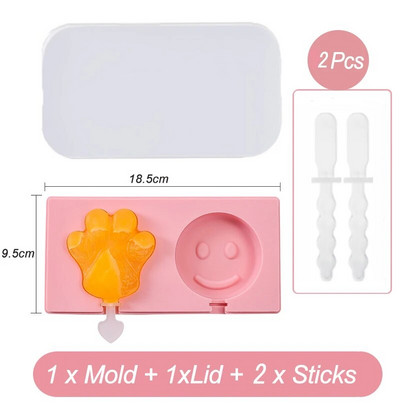 Silikoninė ledų forma su dangteliu ir lazdelėmis „pasidaryk pats“ popsicle pelėsių dirbiniai, vaisiai, gyvūnai, forma High Huality konditerijos formos virtuvės įrankis