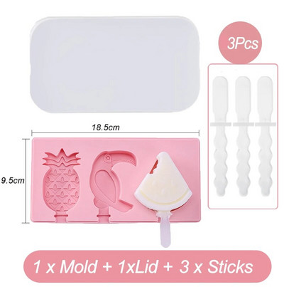 Silikoninė ledų forma su dangteliu ir lazdelėmis „pasidaryk pats“ popsicle pelėsių dirbiniai, vaisiai, gyvūnai, forma High Huality konditerijos formos virtuvės įrankis