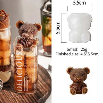 Cub de gheață în formă de ursuleț matriță din silicon Cafea, lapte, ceai, blocuri de gheață, aparat pentru înghețată de uz casnic, cutie de gheață, accesorii de bucătărie