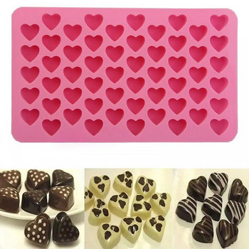 Форма за бонбони с фондан 55 решетки Малко любовно сърце Силиконова форма за шоколад Направи си сам Шоколадова форма Малко незалепващо сърце Мус торта