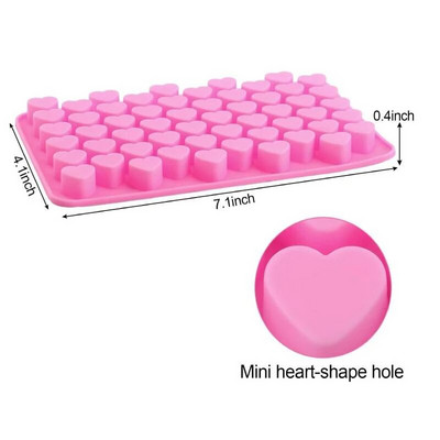 Fondant Candy Form 55 Režģi Small Love Heart Silikona pārtikas kvalitātes Diy Šokolādes veidne Maza nepiedegoša sirds putu kūka