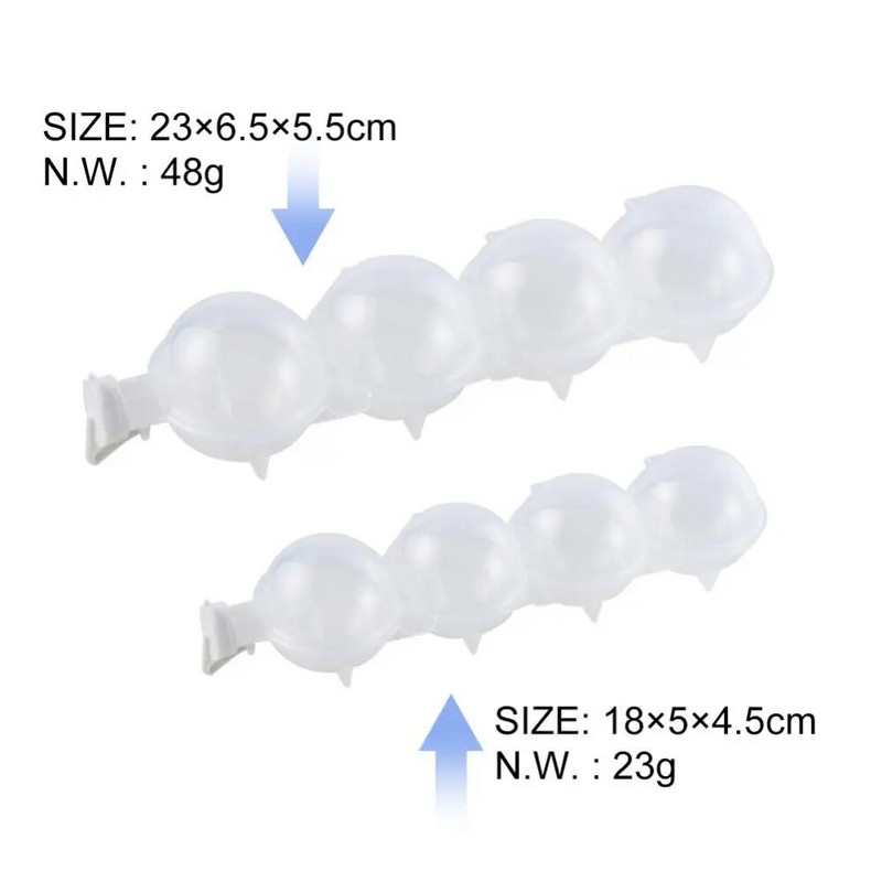 Virtuvės ledų dėžutės ledų gaminimo įrankis 4 skylučių ledo kubelių gaminimo mašinos apvalios ledo ritulio formos Degtinės kamuolys ledo formelės virtuvės baro vakarėlio įrankiai