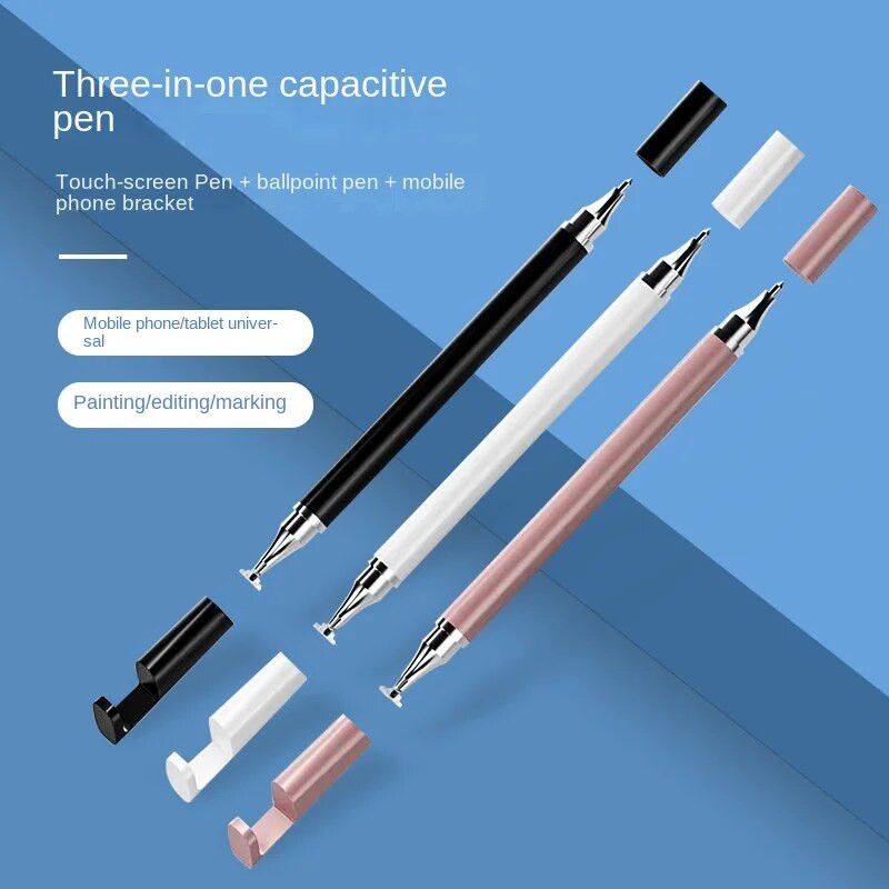 2 viename rašiklio rašiklis, skirtas mobiliojo telefono planšetiniam kompiuteriui, talpinis jutiklinis pieštukas, skirtas iPhone, Samsung universalus Android telefono piešimo ekrano pieštukas