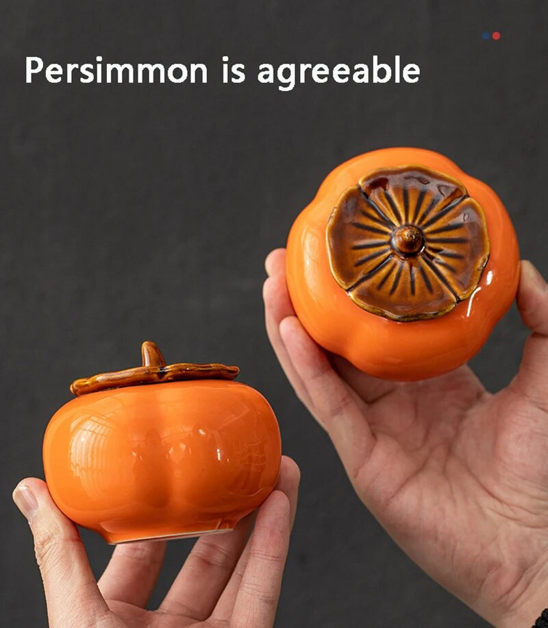Kinijos Kung Fu Jingdezhen arbatos Caddy mini skardinės Persimmon Kanistras nešiojamasis konteineris Puer Oolong laikymo skrynioms Dovana