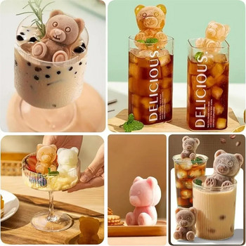 Τρισδιάστατος δίσκος για παγάκια σε σχήμα μικρής αρκούδας Φόρμα σιλικόνης Silian Little Bear Block Mold Κουτί παγωτού DIY DIY Coffee Milk Juice