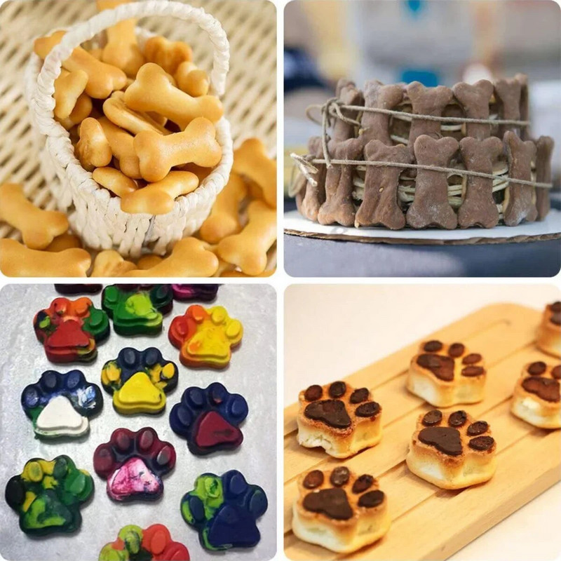 Cat Paw Σοκολατένια φόρμα σιλικόνης από ίχνος σκύλου Καραμέλα Ζελέ με κόκκαλο για κατοικίδια σνακ μπισκότο σετ ψησίματος Κέικ Διακόσμηση σαπουνιού Κερί Φόρμα για πάγο