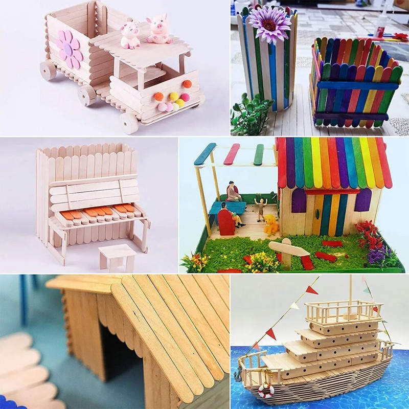 50 bucăți/ pungă Bețișoare din lemn natural de 114 x 10 x 2 mm, din lemn natural, lingură pentru înghețată, meșteșuguri de mână, instrumente de artă pentru înghețată.