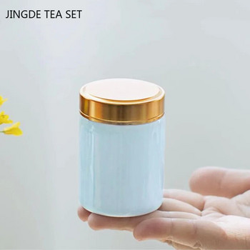 Японска цветна керамика Tea Caddy Tieguanyin Canister Мини преносима торбичка за чай за пътуване Запечатан буркан за чай Кухненски резервоар за съхранение на подправки