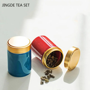 Японска цветна керамика Tea Caddy Tieguanyin Canister Мини преносима торбичка за чай за пътуване Запечатан буркан за чай Кухненски резервоар за съхранение на подправки