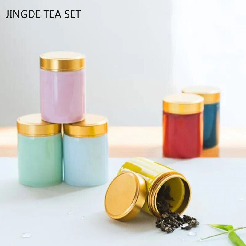 Japanska keramika u boji Tea Caddy Tieguanyin kanister Mini prijenosna putna vrećica čaja Zatvorena staklenka čaja Kuhinjski spremnik za pohranu začina