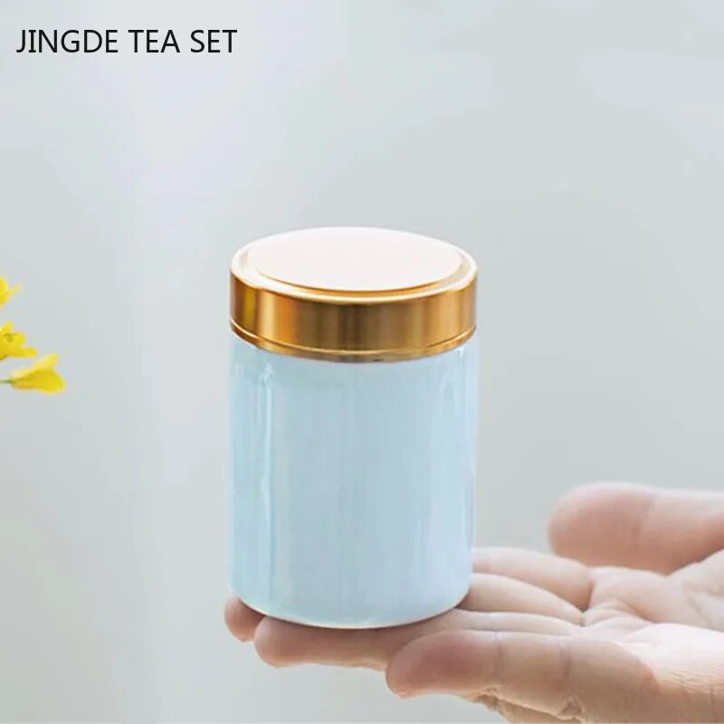 Japanska keramika u boji Tea Caddy Tieguanyin kanister Mini prijenosna putna vrećica čaja Zatvorena staklenka čaja Kuhinjski spremnik za pohranu začina