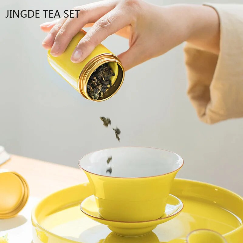Japanska keramika u boji Tea Caddy Tieguanyin kanister Mini prijenosna putna vrećica čaja Zatvorena staklenka čaja Kuhinjski spremnik za pohranu začina