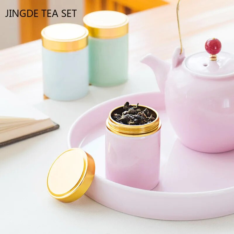 Japanska keramika u boji Tea Caddy Tieguanyin kanister Mini prijenosna putna vrećica čaja Zatvorena staklenka čaja Kuhinjski spremnik za pohranu začina