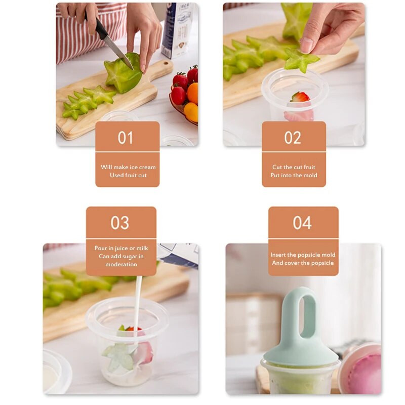 1~10 ΤΕΜ. Mini Ice Cream Ice Pops Milkshake Mold Φορητή φόρμα φαγητού βαθμού Popsicle Παιδικά Σπιτικό συμπλήρωμα διατροφής για μωρά