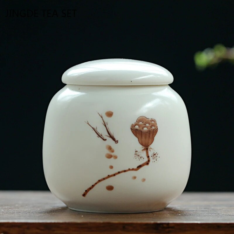 Ceļojumu pārnēsājams keramikas tējas Caddy mājas tējas trauks Mitruma necaurlaidīgs kafijas burciņš hermētisks burkas virtuves garšvielu riekstu uzglabāšanas trauks