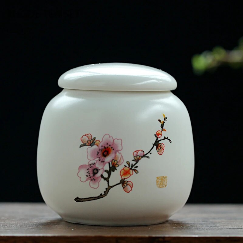 Ceļojumu pārnēsājams keramikas tējas Caddy mājas tējas trauks Mitruma necaurlaidīgs kafijas burciņš hermētisks burkas virtuves garšvielu riekstu uzglabāšanas trauks