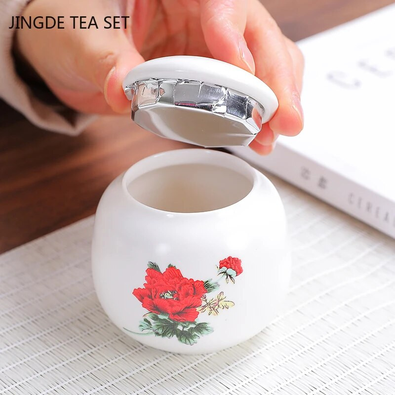 Ceļojumu pārnēsājams keramikas tējas Caddy mājas tējas trauks Mitruma necaurlaidīgs kafijas burciņš hermētisks burkas virtuves garšvielu riekstu uzglabāšanas trauks