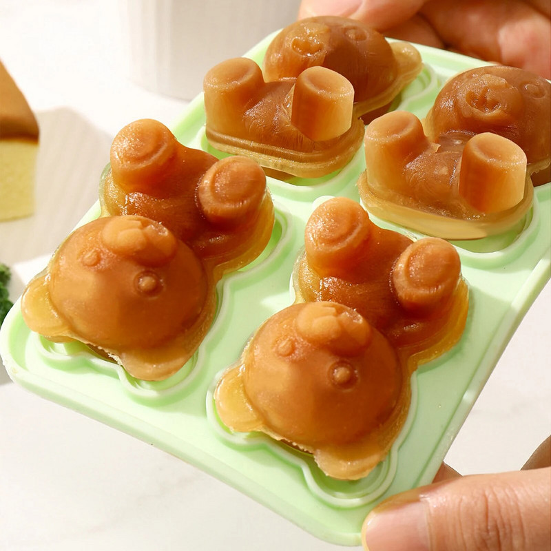 3D mažo meškiuko formos ledo kubelio silikoninė forma šokolado pyrago formelė saldainių tešlos formelė kavos pieno arbatos viskio ledo formelei