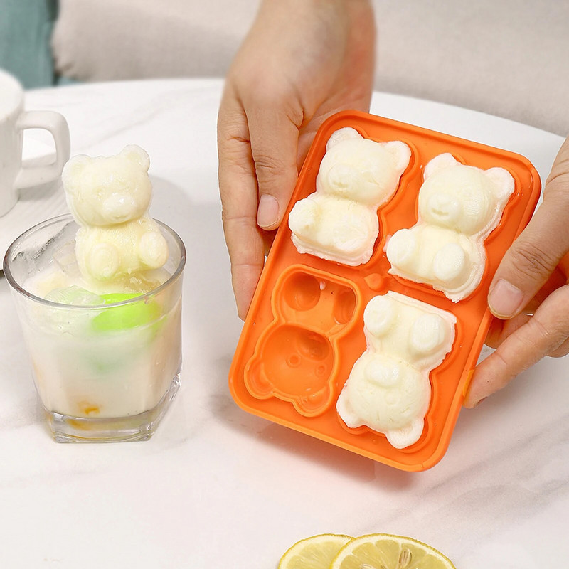 3D mažo meškiuko formos ledo kubelio silikoninė forma šokolado pyrago formelė saldainių tešlos formelė kavos pieno arbatos viskio ledo formelei