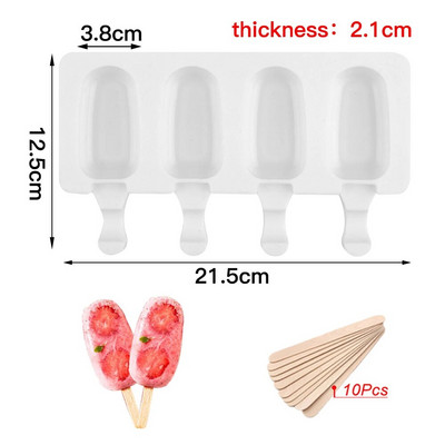 Forme de înghețată din silicon de calitate alimentară Forme pentru palete de gătit de casă Congelator pentru deserturi de casă Suc de fructe Cuburi de gheață Mucegai cu bețișoare