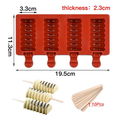 Forme de înghețată din silicon de calitate alimentară Forme pentru palete de gătit de casă Congelator pentru deserturi de casă Suc de fructe Cuburi de gheață Mucegai cu bețișoare