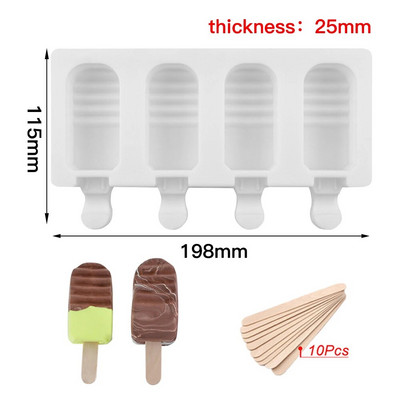 Forme de înghețată din silicon de calitate alimentară Forme pentru palete de gătit de casă Congelator pentru deserturi de casă Suc de fructe Cuburi de gheață Mucegai cu bețișoare