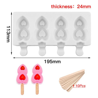 Forme de înghețată din silicon de calitate alimentară Forme pentru palete de gătit de casă Congelator pentru deserturi de casă Suc de fructe Cuburi de gheață Mucegai cu bețișoare