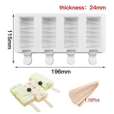 Forme de înghețată din silicon de calitate alimentară Forme pentru palete de gătit de casă Congelator pentru deserturi de casă Suc de fructe Cuburi de gheață Mucegai cu bețișoare