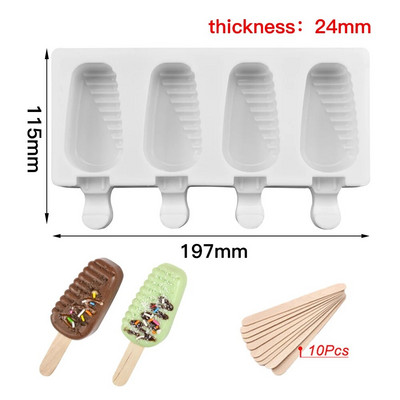 Forme de înghețată din silicon de calitate alimentară Forme pentru palete de gătit de casă Congelator pentru deserturi de casă Suc de fructe Cuburi de gheață Mucegai cu bețișoare