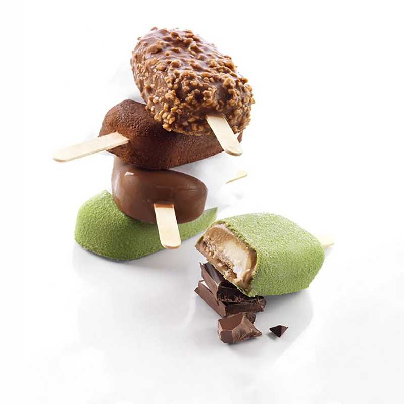 Forme de înghețată din silicon de calitate alimentară Forme pentru palete de gătit de casă Congelator pentru deserturi de casă Suc de fructe Cuburi de gheață Mucegai cu bețișoare