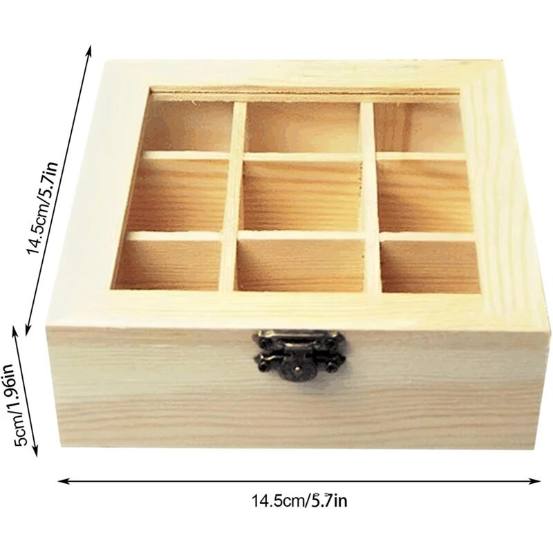 Teehoidik 9 kambriga, läbipaistvast klaasist ülaosa, multifunktsionaalne hoiukarp, mis mahutab mitmesuguseid vastupidavaid teepakke