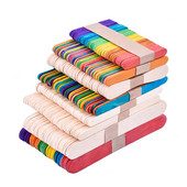 UPORS 50Pcs/Σετ Παγωτό ξυλάκια Φυσικά ξύλινα Ξυλάκια Πάγου Popsicle Sticks Πολύχρωμα ξυλάκια χειροτεχνίας για παιδιά DIY Homemade