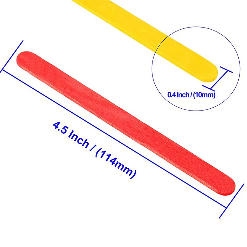UPORS 50Pcs/Σετ Παγωτό ξυλάκια Φυσικά ξύλινα Ξυλάκια Πάγου Popsicle Sticks Πολύχρωμα ξυλάκια χειροτεχνίας για παιδιά DIY Homemade