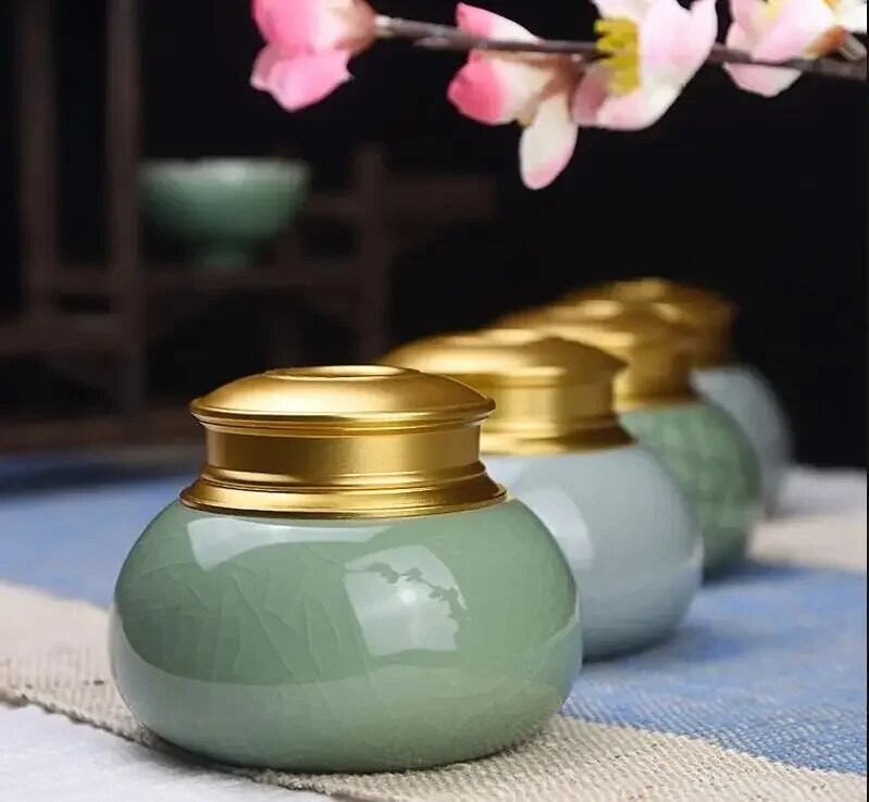 Δοχείο τσαγιού με μεταλλικό καπάκι Κεραμικό Tea Caddy σφραγισμένο βάζο Κουτί αποθήκευσης τροφίμων Βάζο καραμελών Δεξαμενή αποθήκευσης κουτί τσαγιού Δοχείο τσαγιού Organizer τσαγιού