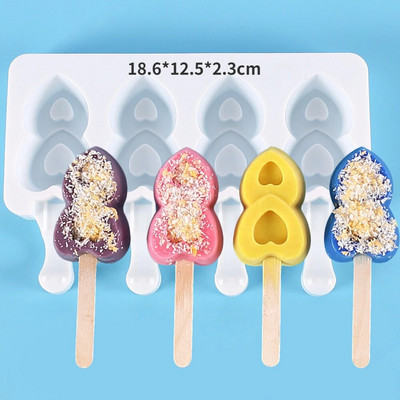 Nauja silikoninė ledų formelė „pasidaryk pats“ meilė, ovali animacinių filmų popsicle pyragaičiai, šokoladiniai pyragaičiai, formos, vasaros ledų kubelių gamyba, virtuvės įrankiai.