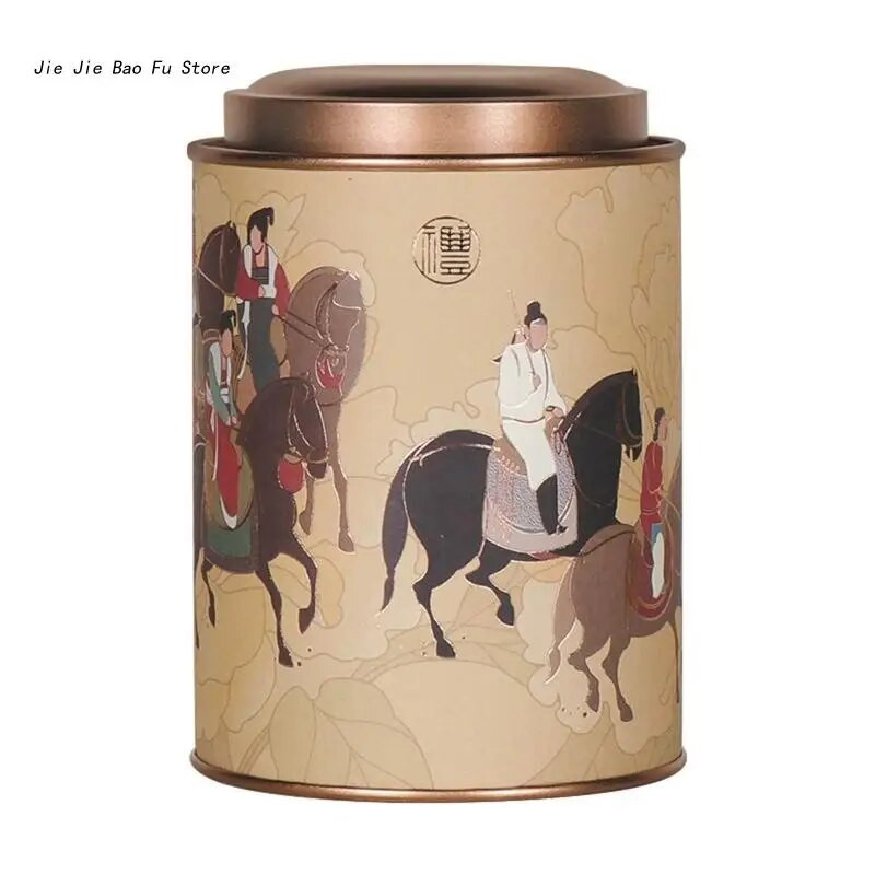 E8BD Canister rotund pentru ceai Recipient de depozitare pentru cafea pentru a păstra bomboane de zahăr condimente frunze de ceai pentru uscare cu capac Cadou pentru inaugurarea casei