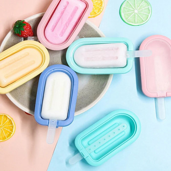 Καλούπια παγωτού σιλικόνης με κάλυμμα PP και αυτοκόλλητα Lovely Heart Ice-lolly Popsicle Molds Εργαλεία παρασκευής παγωτού Προμήθειες πάρτι
