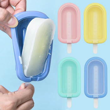 Καλούπια παγωτού σιλικόνης με κάλυμμα PP και αυτοκόλλητα Lovely Heart Ice-lolly Popsicle Molds Εργαλεία παρασκευής παγωτού Προμήθειες πάρτι
