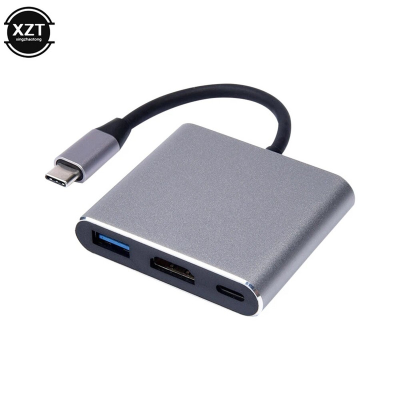 5V 3A 3 viename C tipas Į su HDMI suderinamą USB 3.0 įkrovimo adapterį USB-C 3.1 šakotuvas mobiliesiems telefonams kompiuteriams MAC Microsoft Switch