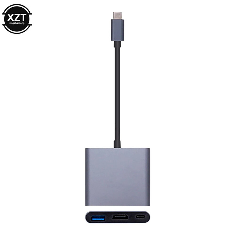 5V 3A 3 viename C tipas Į su HDMI suderinamą USB 3.0 įkrovimo adapterį USB-C 3.1 šakotuvas mobiliesiems telefonams kompiuteriams MAC Microsoft Switch