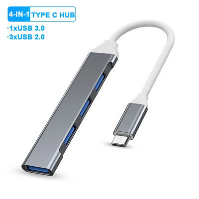 4 prievadų USB Type C HUB 3.0 doko stotis USB 3.0 HUB USB C HUB kelių skirstytuvų adapteris OTG, skirtas Lenovo HUAWEI Xiaomi Macbook PC